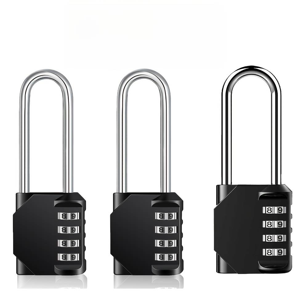 1/2/3 Pack 2.6 Inch Long Shackle Combination Lock 4 Digit Outdoor Padlock For Hasp Locker Lock, , Fence, Gate, Toolbox, Case, Hasp Storage, Cabinets (black)