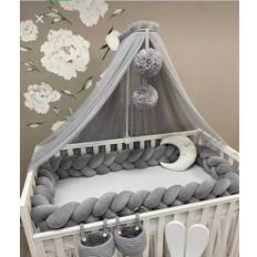 Baby Fancyroom Betthimmel für Babybett, Prinzessib Babywiege, Moskitonetz, Beistellbett Himmel, Babyzimmer Deko, Baldachin Kinderzimmer aus Premium Tüll (Hellgrau)