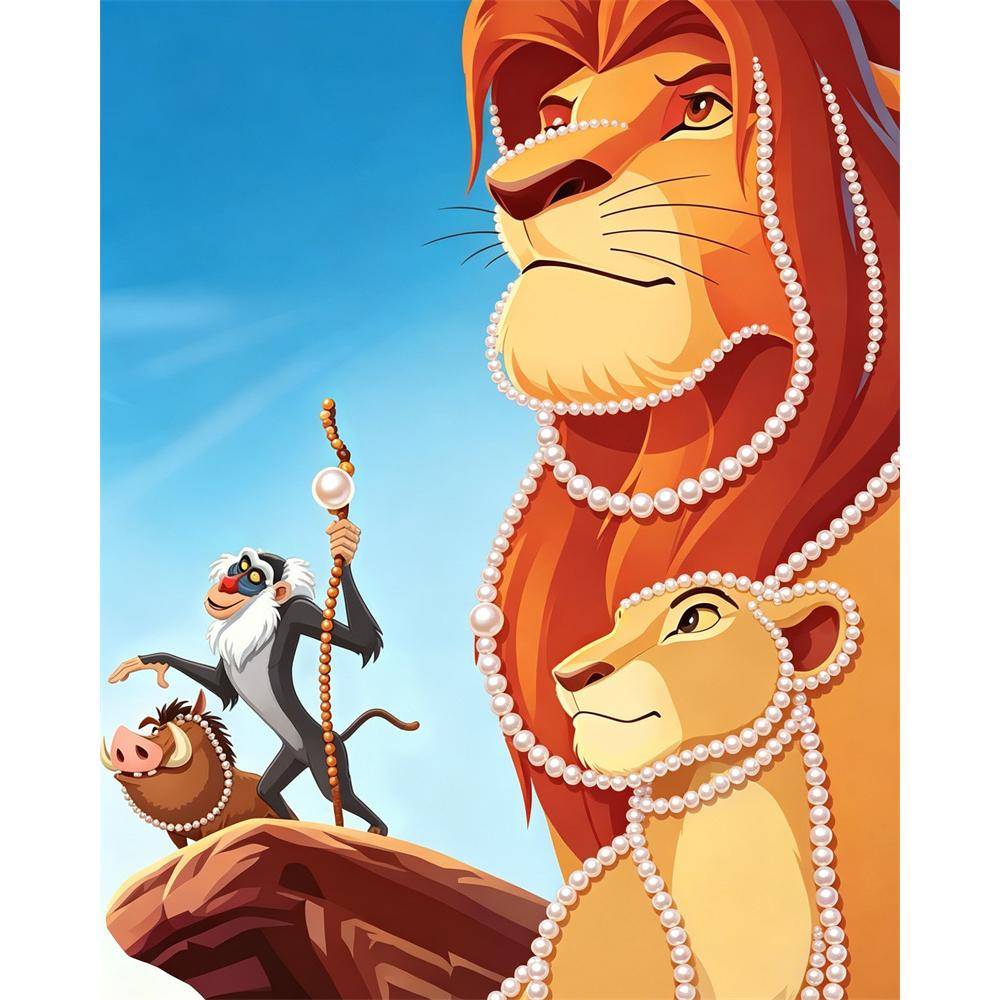Disney DIY Pearl Painting The Lion King Creative Pearl Style Decorative Painting Creative Ornaments Friends Gifts Desktop Displays Home Decoration 30x40