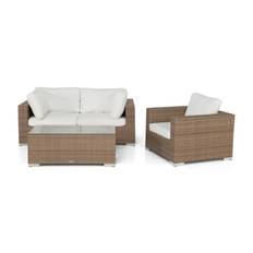 Comfort Garden Bahamas Loungegrupp 3-sits Bord - Fåtölj Sand & Loungeset Beige Plast