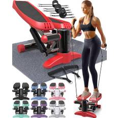 Mini-Stepper & Stair Climber-Maschine - Mit Widerstandsbänder-Set - Eingebauter Monitor von Nordic Lifting - Rot