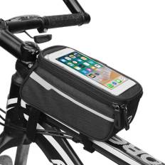 Cykelväska Cykeltelefon Framramväska Vattentät MTB Cykelstyre Rörväska med hörlurshål svart