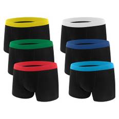 Desanlapi 6/10-pack boxershorts i bomull, ungdomliga underkläder, boxershorts för pojkar, bekväma elastiska och andningsbara, (Färgade bälten)Svart*6, 134-140