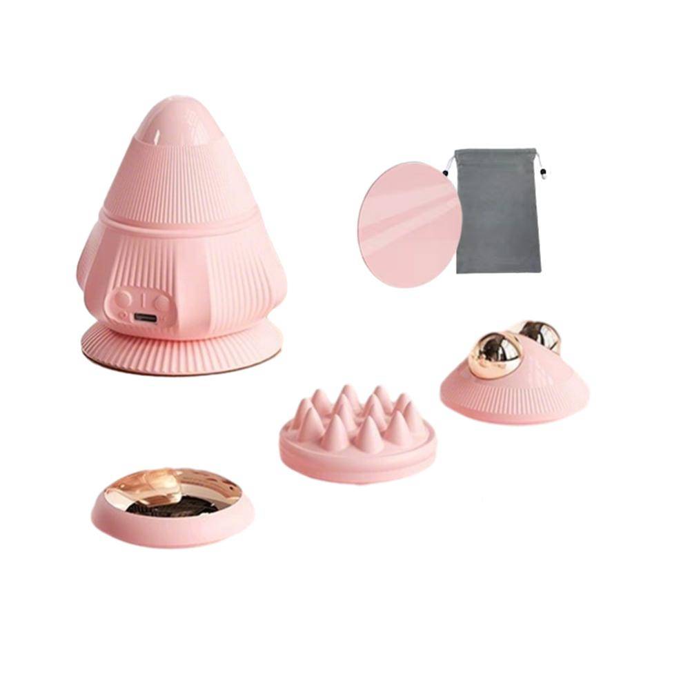 4-i-1 Multifunktionell Elektrisk Kroppsmassageboll Vibration Fasciaboll Nacke Rygg Midja Huvud Massager Muskelavslappning Masajeador rosa