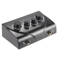 Portable Karaoke Sound Audio Stereo Sound Mixer Dual Microphone Inputs With RCA Cable Power Adapter UK Plug svart