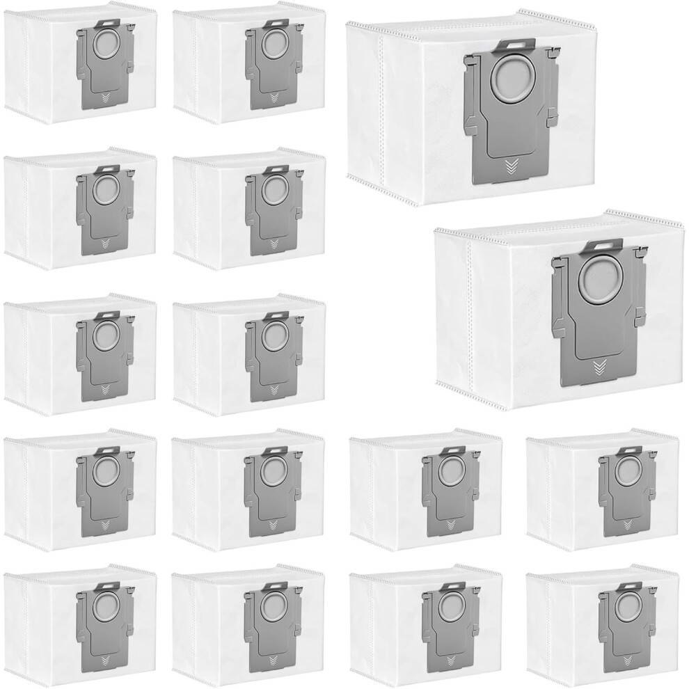 Pakke med 16 støvsugerposer, kompatibel med Roborock S7 Max Ultra/S8/Qrevo CurvX/Q7/Q10/Q5 Pro+/S7 MaxV Ultra osv., 3,2 liters kapacitet, 4-