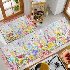 1 st blommönster med träfibrer, tryckt halkfri kiselgur Köksmatta, 3D-tryckt rektangulär matta för vardagsrum, sovrum, hall, badrum, tvättstuga - Poly - FUCFD133 (50cm*80cm,40cm*60cm,40cm*120cm,50cm*160cm)
