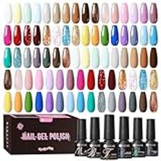 UR SUGAR UV-nagellacksset, 39 stycken gelnagellack med glansig matt topp och bas gel coat shellac nagellack grå naken rosa glitter färggel för nagelstudio design start manikyr presentset 3