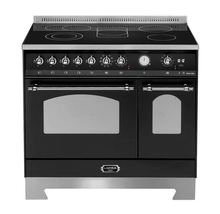 Dolce Vita - Keramisk komfur 90 cm (2 ovne) Sort - Sort/Krom