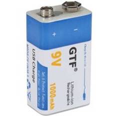 Gtf usb 9v 1000 mah litiumjon uppladdningsbart batteri usb litiumbatteri för mikrofonleksak fjärrkontroll - 1st
