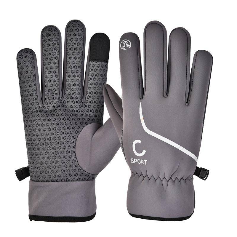 Outdoor Use cycling gloves mens and womens autumn and winter velvet warm waterproof and non-slip touch screen driving running sports gloves average size
