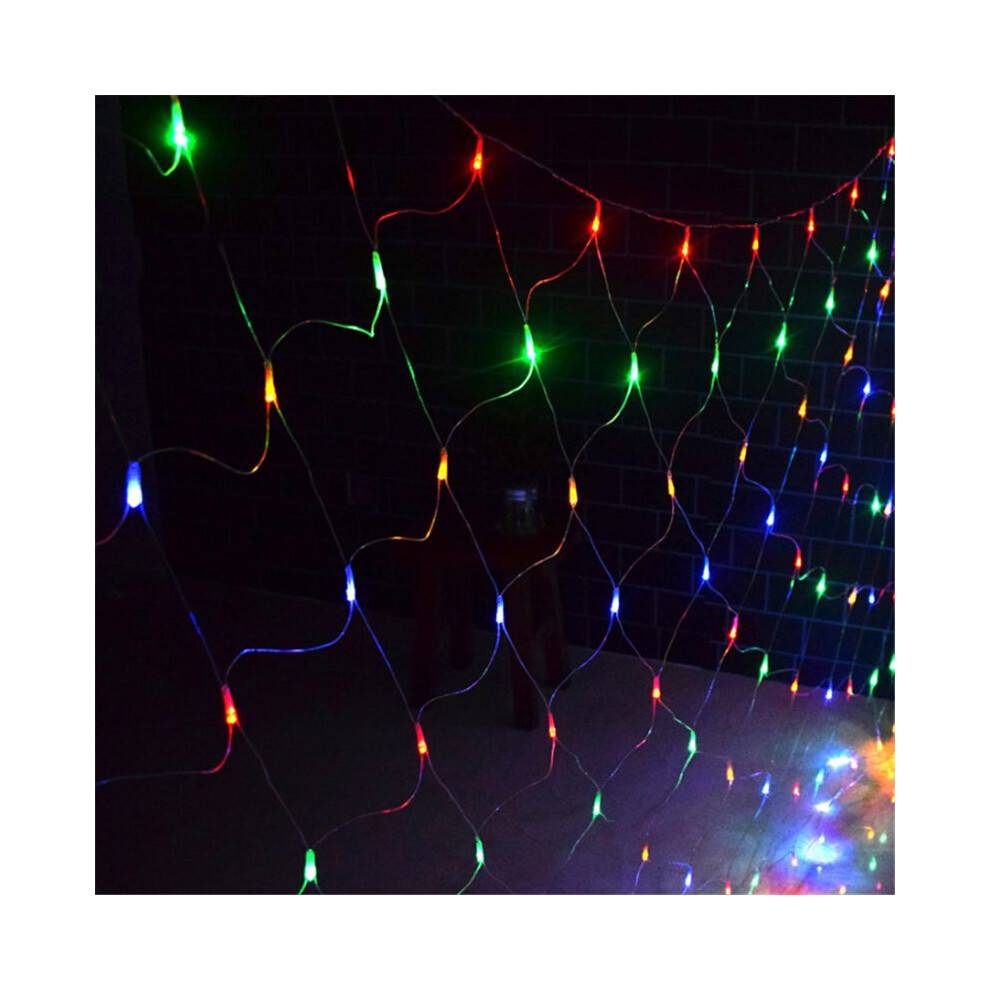 (Colorful,US-1.5x1.5m-96LEDs)Net Mesh Christmas Fairy String Lights Xmas Party Outdoor 3m2m 200led Us Eu
