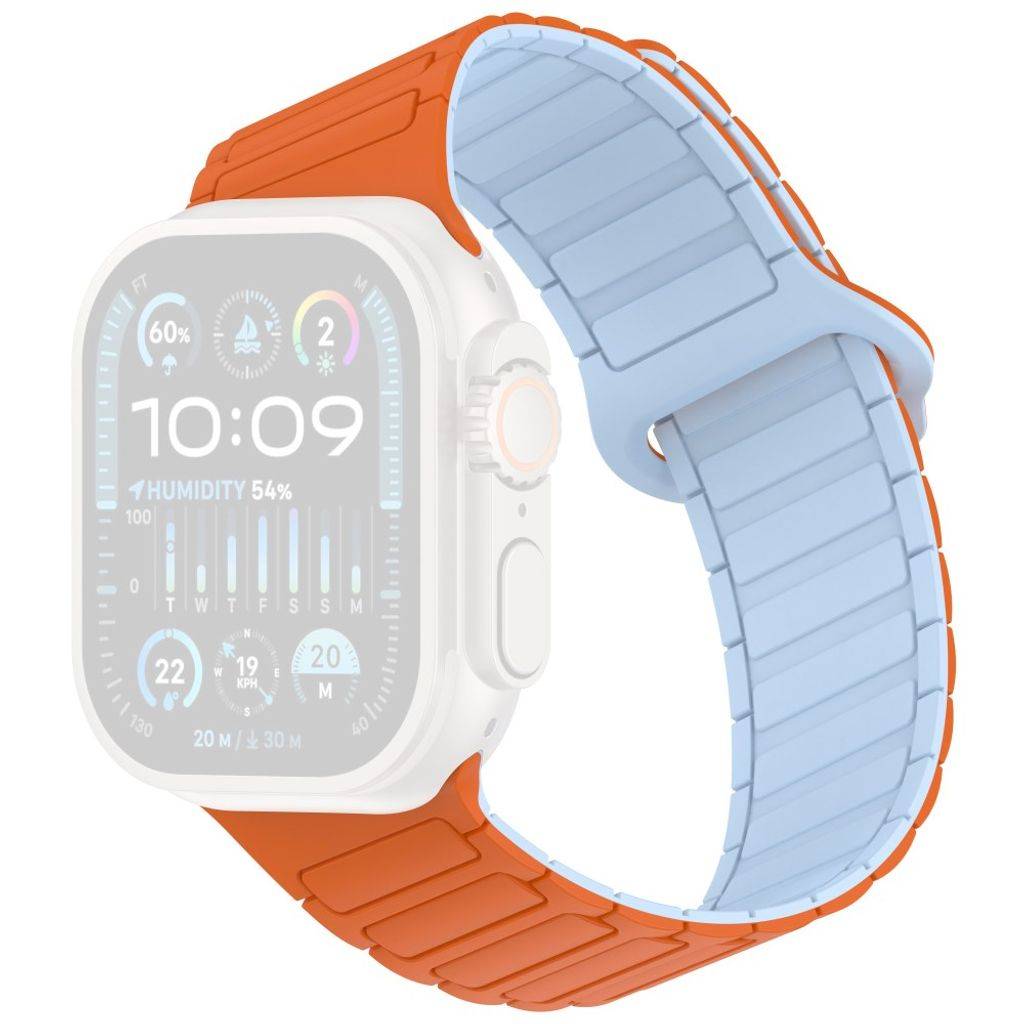 Apple Watch 49/46/44/42mm Klockarmband i Silikon Magnetisk Loop - Orange/Blå