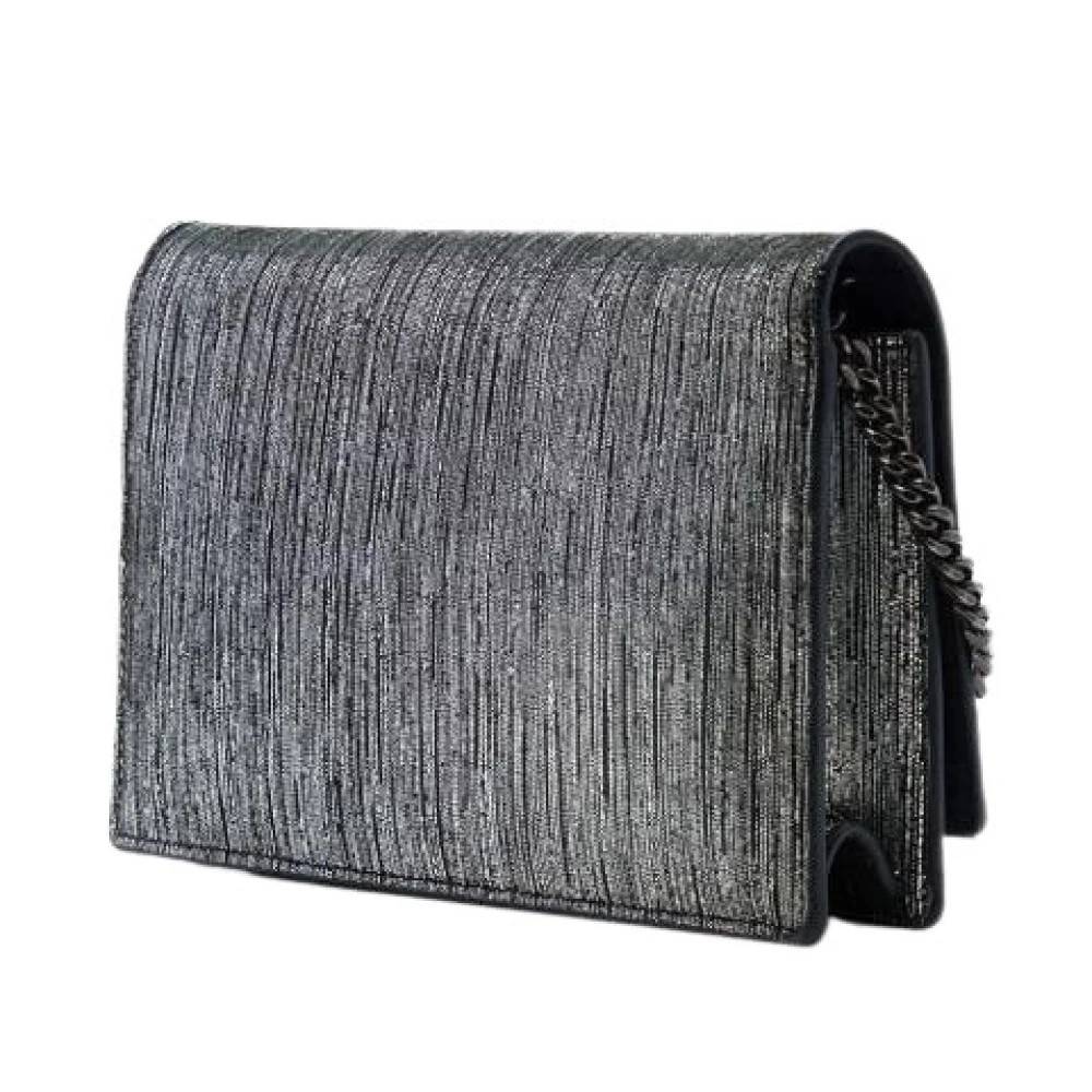 Yves Saint Laurent Vintage Pre-owned Metallic Suede Crossbody Bag - Vintage - Dame - Grå - ONE SIZE - Suede