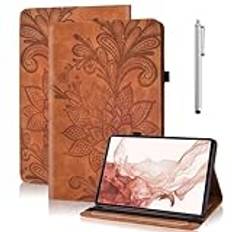 TUOLISG Fodral för Lenovo Tab M10 Plus 3rd Gen 10,6 tum 2022(TB-125F/TB-128F) PU-läderfodral med Stylus Pen och automatisk sömnväckningsfunktion Wallet Cover Case för Lenovo Tab M10 Plus 3. Gen-brun