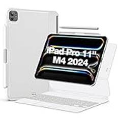 ProCase Magic Keyboard kompatibelt fodral för iPad Pro 11 tum 2024 M4, smalt magnetiskt fodral lätt fodral med pennhållare för 5:e generationen iPad Pro 11 tum 2024 [tangentbord ingår inte] – vit