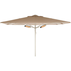 Kæmpeparasol 4x4m polyester u/frise ink varmelampe - Beige