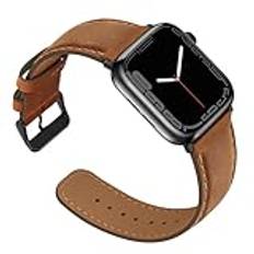 Anlinser Armband kompatibla med Apple Watch 46 mm, 45 mm, 44 mm, 42 mm, 41 mm, 40 mm, äkta läder ersättningsarmband kompatibelt med iWatch Ultra Series 10 9 8 7-1, Ljusbrun, 42mm (Série