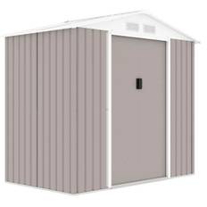 Metal garden shed 2.71 m² - 213 x 127 x 195 cm - PLUTON - Anchoring kit included, 2 sliding doors - Taupe