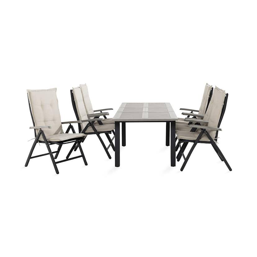 Trädgårdsgrupp Comfort Garden Monaco Matgrupp Utomhus 90x152-210 + 6 Positionsstolar m Dyna