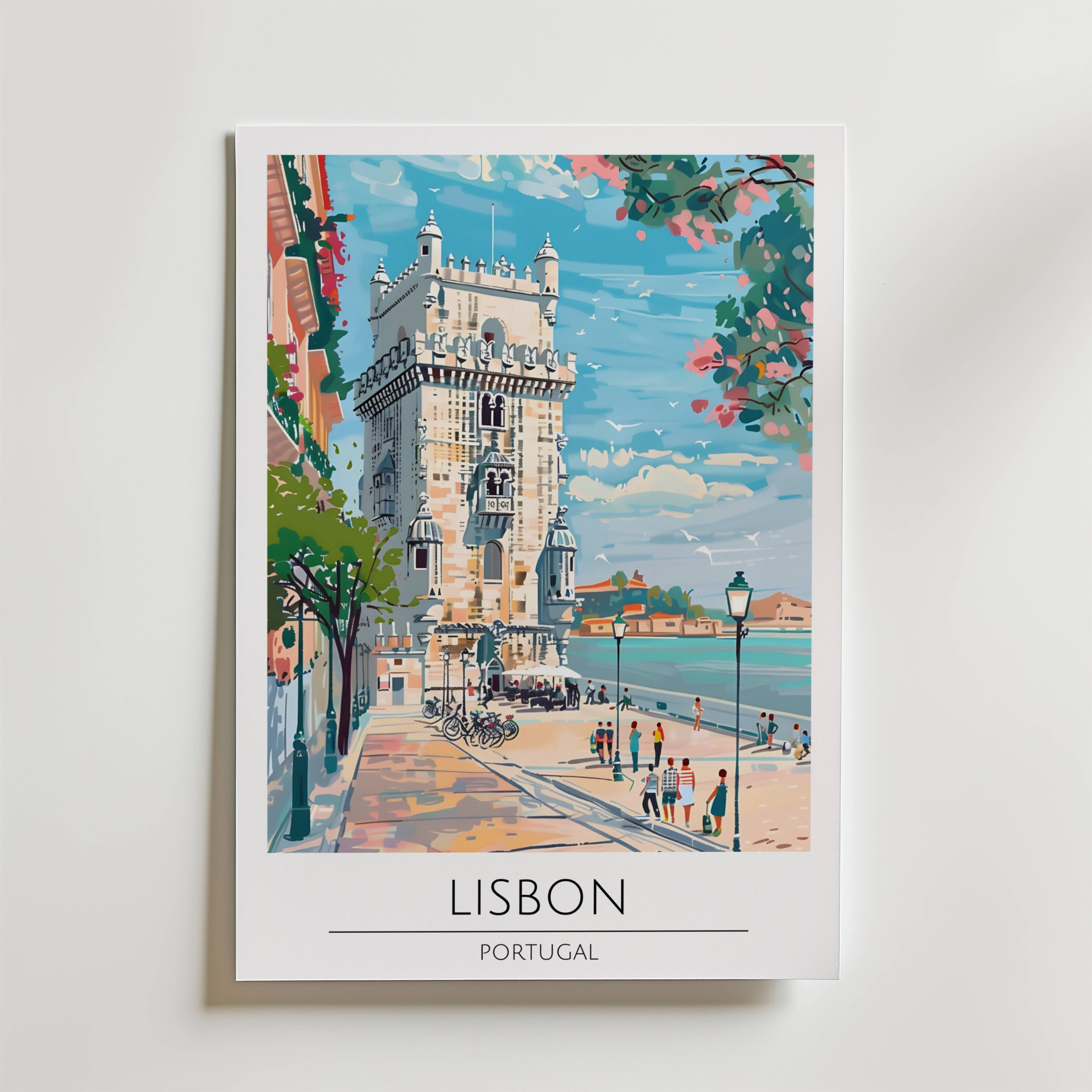 Lisbon Riverside Tower Poster - Fine Art Poster 100x140 cm