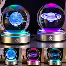 1 st handgjord 6 cm 3D-snidad stjärnhimmel, måne, Saturnus, Galaxy K9 kristallkula liten nattlampa, dekorativt föremål för hemmet, julfesten, kontorss - Multifärgad (Multi-size)