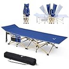 Sportneer Campingsängar för vuxna med 3,8 cm tjock madrass, campingsäng 188 x 71 cm extra brett stöd 204 kg för vuxna resor fiske picknick utomhus (blå säng)