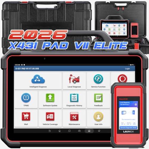 LAUNCH X431 PAD VII, 2024 J2534 Reprogramming OBD2 Diagnosegerät, Topology Map Intelligent Diagnostic Auto Diagnosegerät, Upgrade von X431 PAD3/V+, 60+ Services, bidirektionale Steuerung, FCA SWG