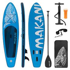 ECD Germany Aufblasbares Stand Up Paddle Board Set Makani Blau, 320x82x15 cm, aus PVC, bis 150 kg, Alu-Paddel, Komplettes Zubehör, SUP Board Paddling Board Paddelboard Surfboard Surfbrett Paddelbrett