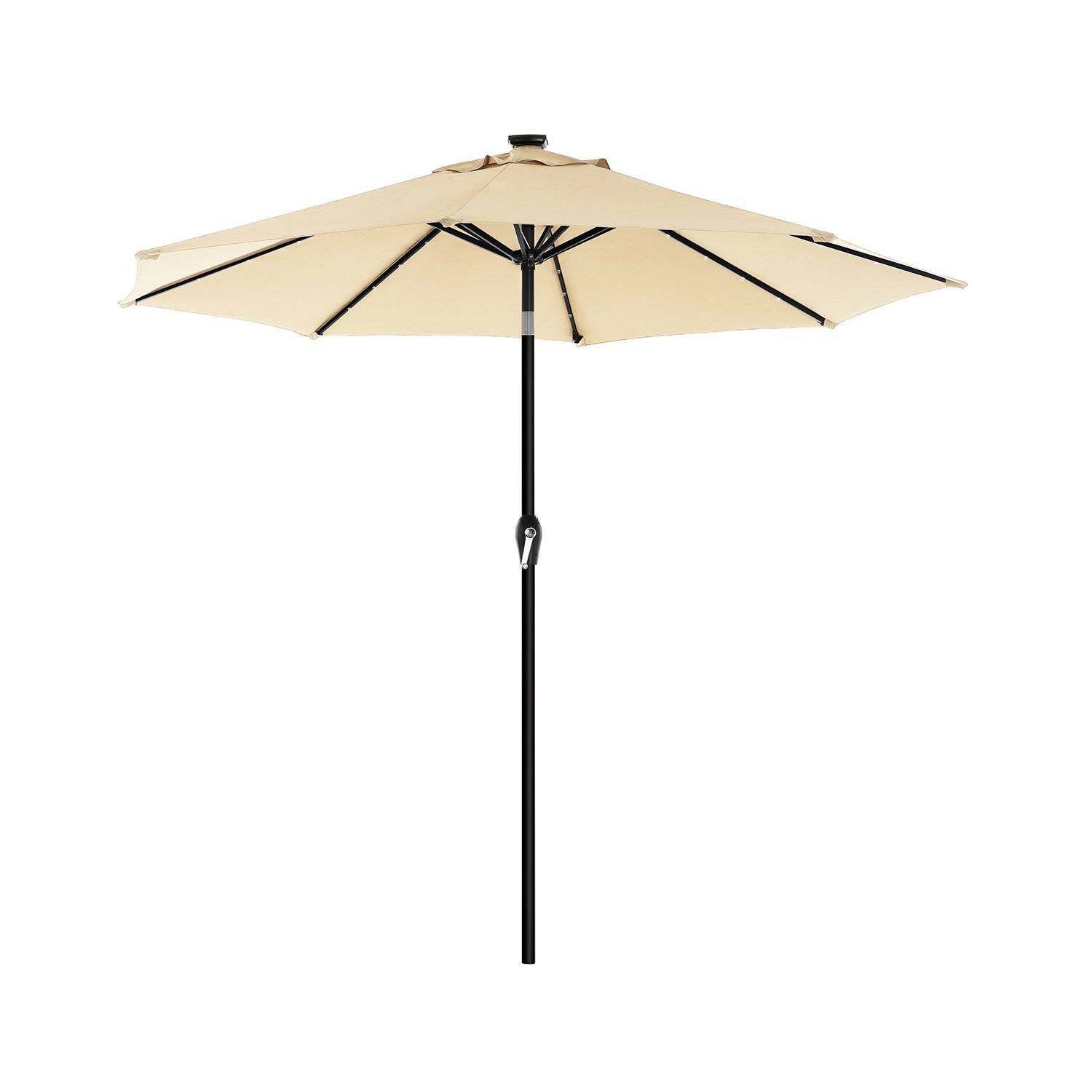 SONGMICS 3 m Garden Parasol Umbrella with Solar-Powered LED Lights, Sunshade with UPF 50+ Protection, Tilting, Crank Handle for Opening Closing, Base