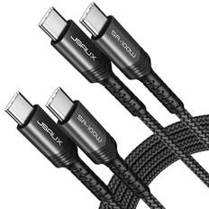 JSAUX USB C to USB C Cable(2 Pieces 1m 1m) 100W/5A USB C Woven Charging Cable Fast Charging Cable Compatible with iPhone 15 Plus/15 Pro Max Samsung Galaxy S24 S23 A54 MacBook Pro Air iPad Pro