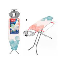 Vileda Bügelbrett Perfect 2 in 1 Plus, mittlere Oberfläche, 122 x 44 cm, bewegliche Bügeleisenablage und ausziehbarer Metallarm, Kunststoff, Grün, Grau
