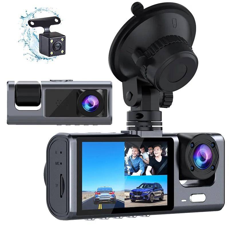 Ny 3-kanals bilkamera för bilkamera 1080P videobandspelare dashcam svart låda dubbla linser inuti bilens DVR bakre vykamera biltillbehör 3 cameras