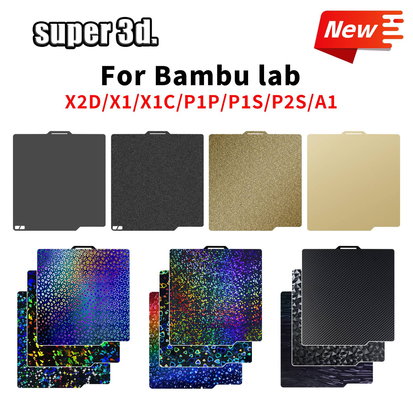 P2S Bambu Lab X2D P1P X1 Carbon Build Plate PEO H1H Double Side PEI Smooth PET 257x257 Spring Steel Sheet for Bambulab X1C P1S