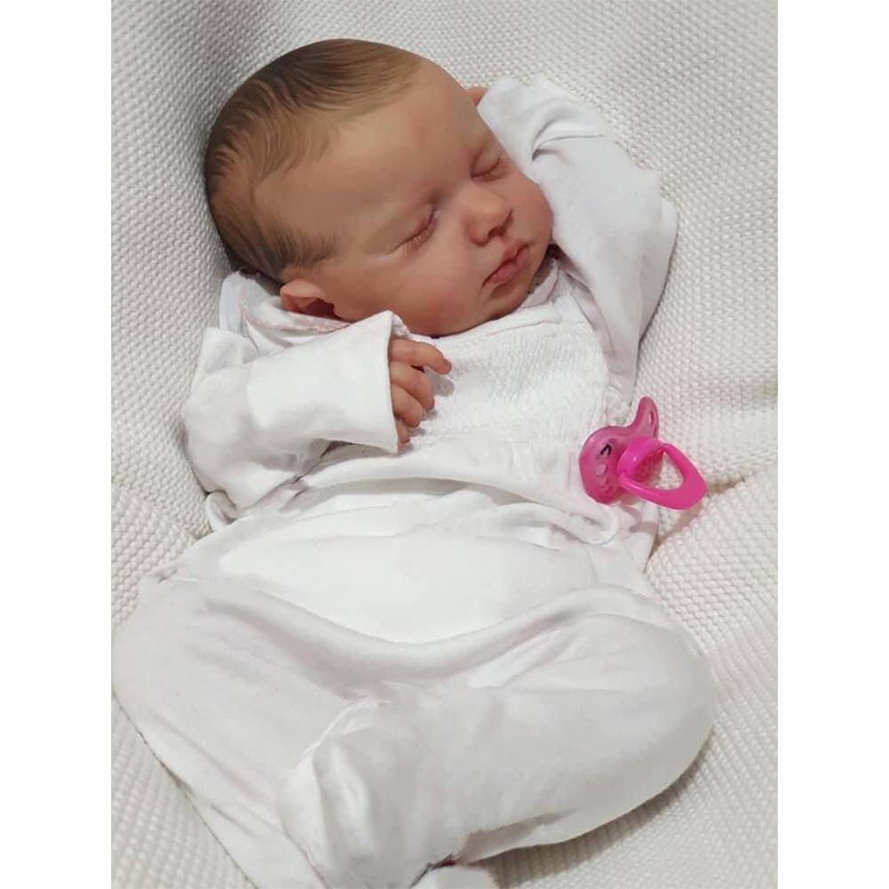 48cm Reborn Doll Loulou Naturtrogna handrotat hår Reborn Baby Dolls 3D Hud Synliga ådror Silikon Vinyl DIY-leksaker Present