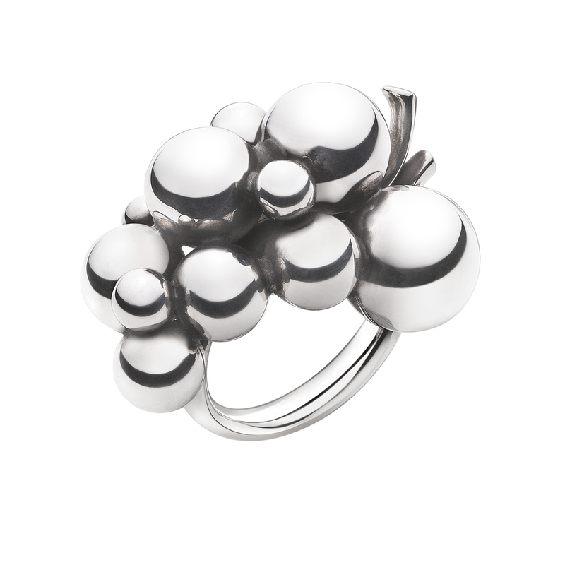 MOONLIGHT GRAPES ring, stor (str. 46), Georg Jensen, Oxideret sterlingsølv