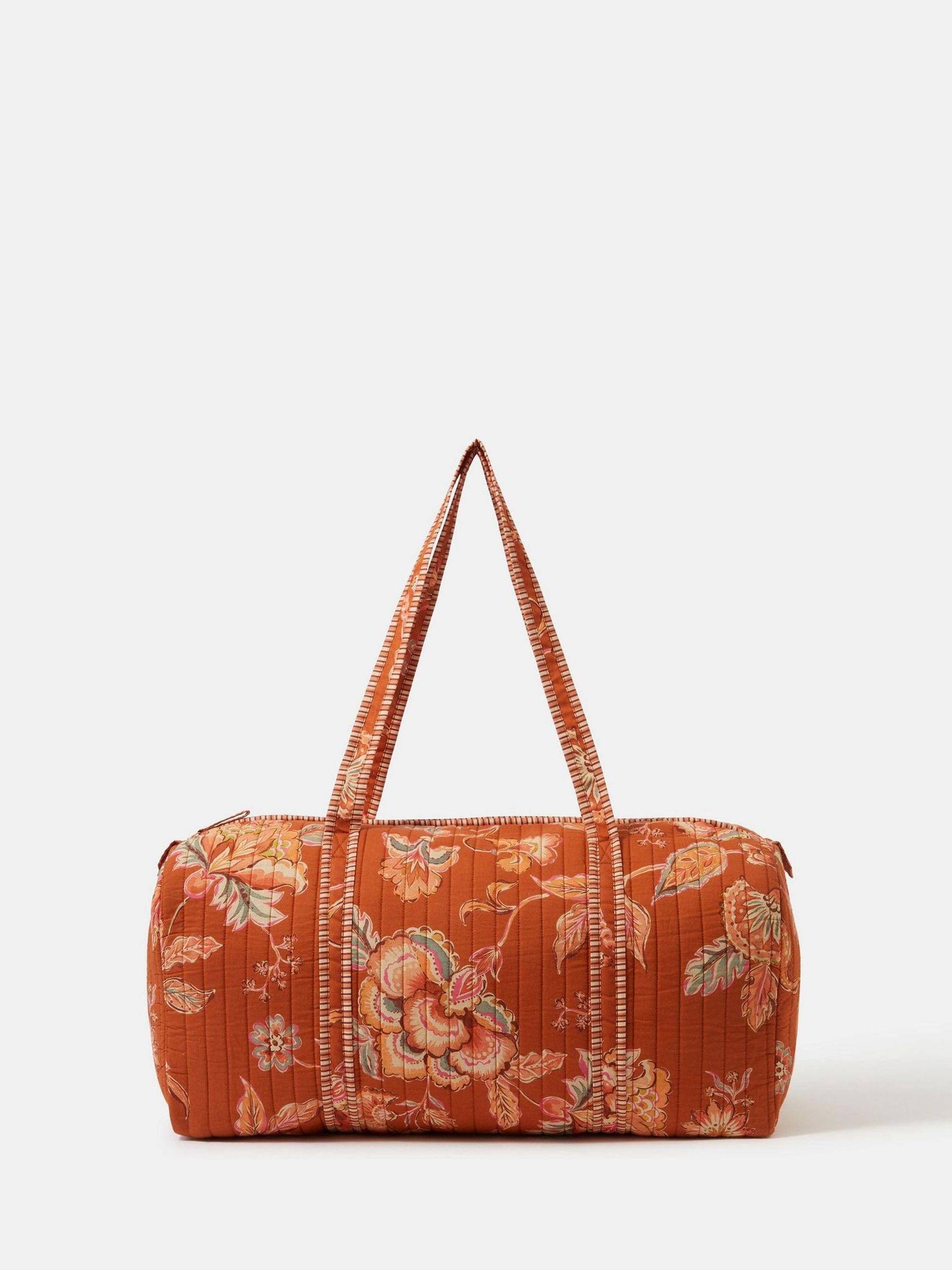 Accessorize Accessorize Orange Floral Print Quilted Weekend Bag