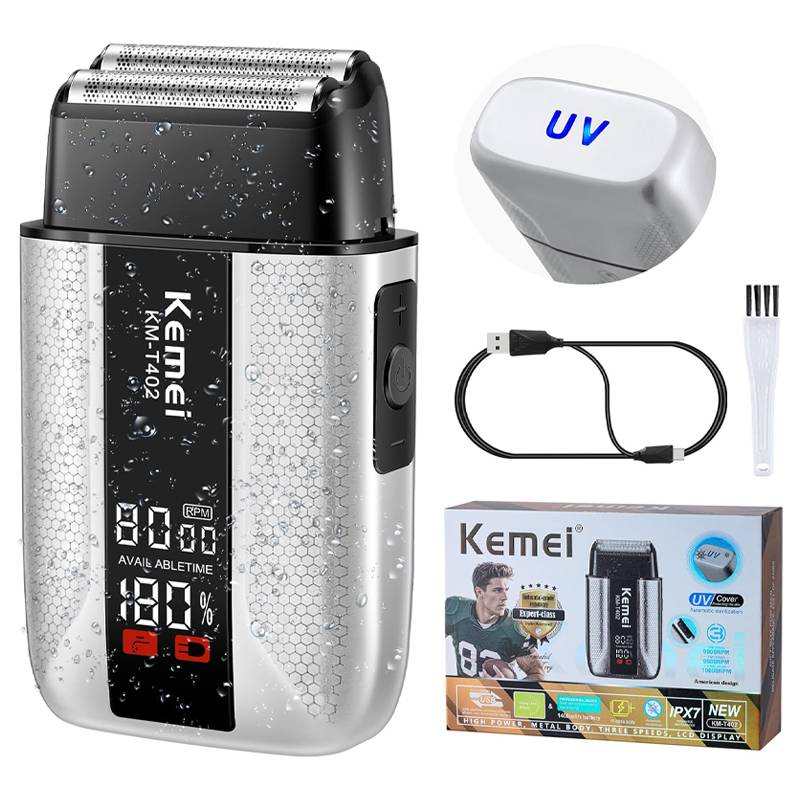 KEMEI T402 Professional Foil Shavers for Men IPX7 Waterproof Electric Razor for Men with LED Display  Double Electric Shaver