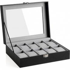 Klockbox 10-Fack Med Glaslock Elegant Klockförvaring För 10 Klockor