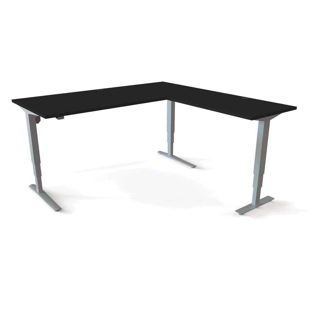 ConSet 501-43 Hæve-/sænkebord 180x180 cm, sort med sølv stel.