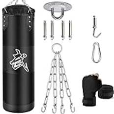 ZERUIDM boxningssäck set tung plikt punching bags ofyllda, hängande punchingpåsar boxningsväska för vuxna barn, punkteringspåse med boxbandage takkrok kedja, för kickboxning kampsport muay thai MMA