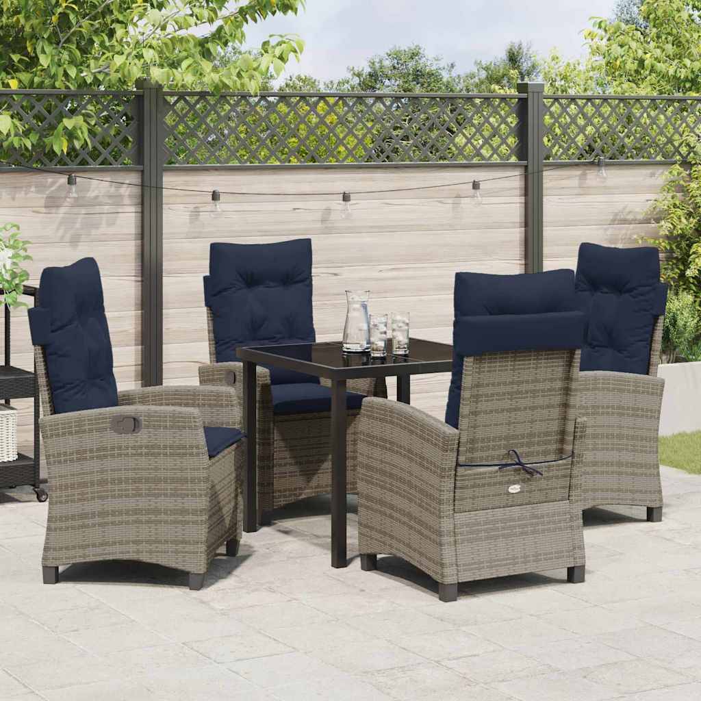 vidaXL Have Spisebordssæt med pude 5 pcs Grå polyrattan.