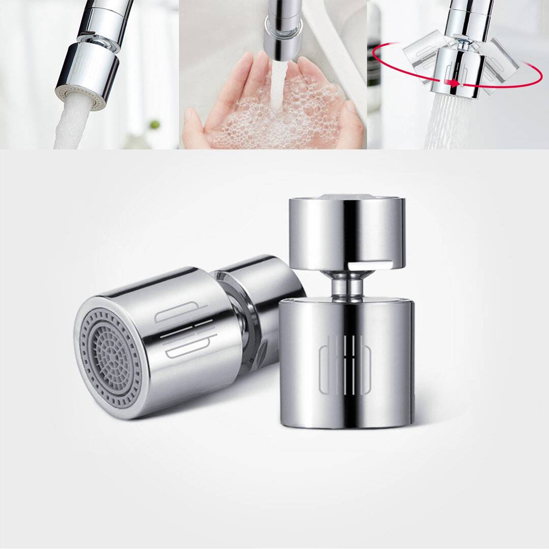 Diiib kökskran Aerator Vattenkran Munstycke Bubbler Vattensparfilter 360-graders dubbel funktion 2-Flöde Splash-Proof Ta
