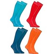 Rainbow Socks – dam herr färgglada bomull knästrumpor, 1 x blå, rosa, turkos, orange, 44-46