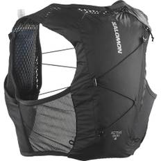 Salomon Active Skin 4 Unisex Hydrationsweste Trail running Wandern MTB mit Hydrationsflaschen, Einfache Flüssigkeitszufuhr, Präzise Passform, Optimierte Verstaumöglichkeiten, Schwarz, XS