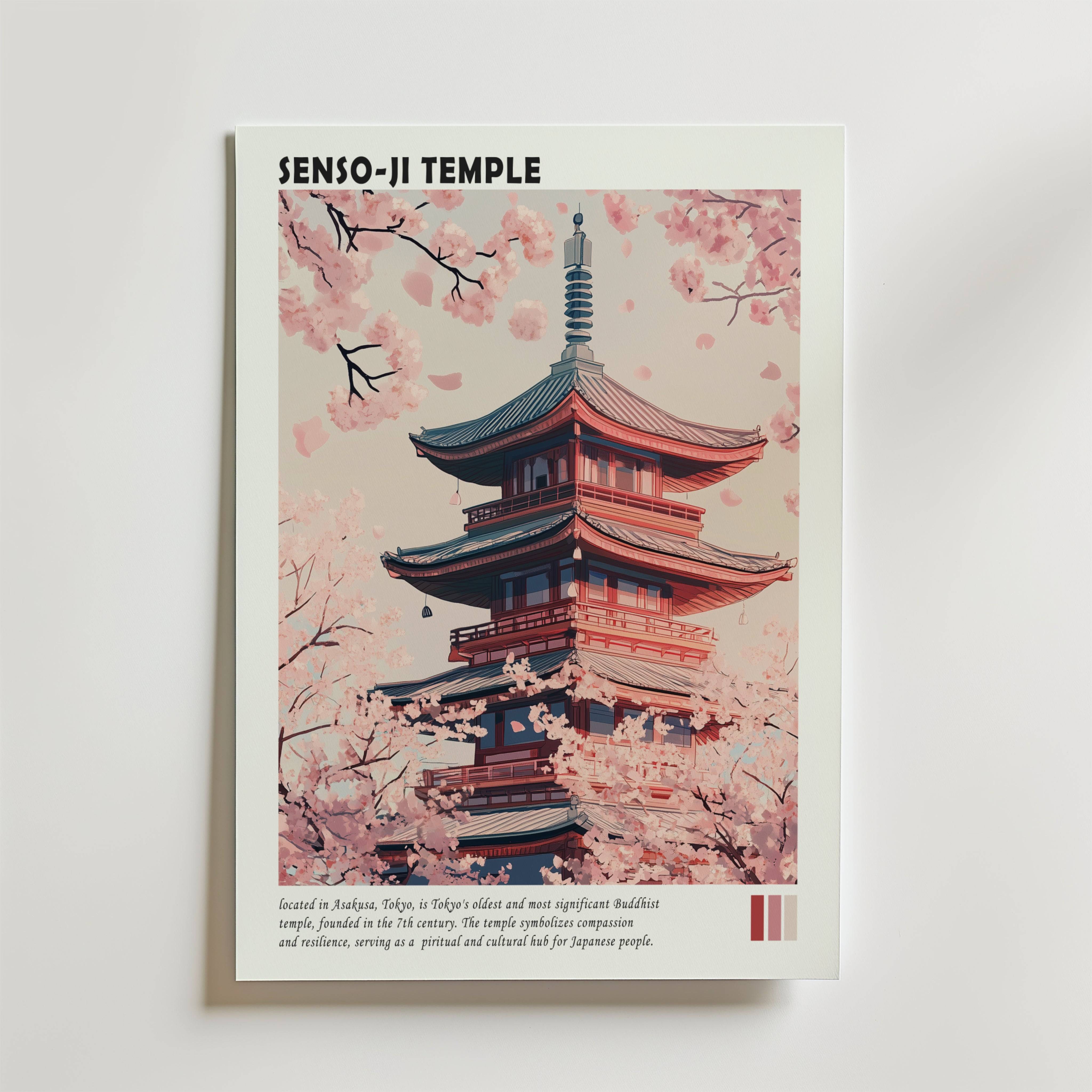 Tokyo Temple Poster - Premium Canvas 40x50 cm