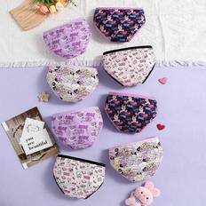 Tween Girl School Underkläder Spårbar bomull Söt Flamingo Crown Print 8-Pack underkläder - Multifärgad (6Y,7Y,8Y,9Y,10Y,4Y,5Y)