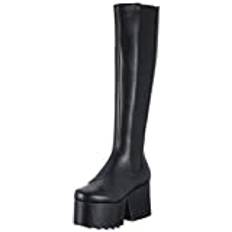 LAMODA - Håll klockan Chunky plattform Wedge Boots, EU 37, Svart PU, 37 EU