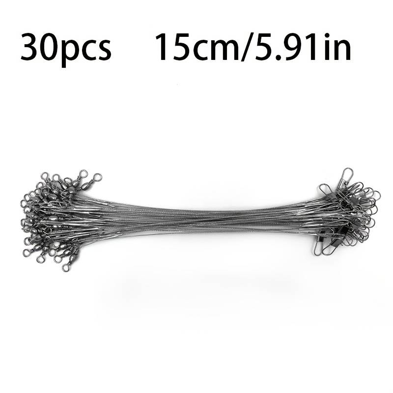 TEMU 30pcs Lure Leader Line, Steel Wire Anti-bite Leader Line With Swivel 8 Shape Snap And Clip Pin, Saltwater Fishing Leader Line, Fishing Accessories