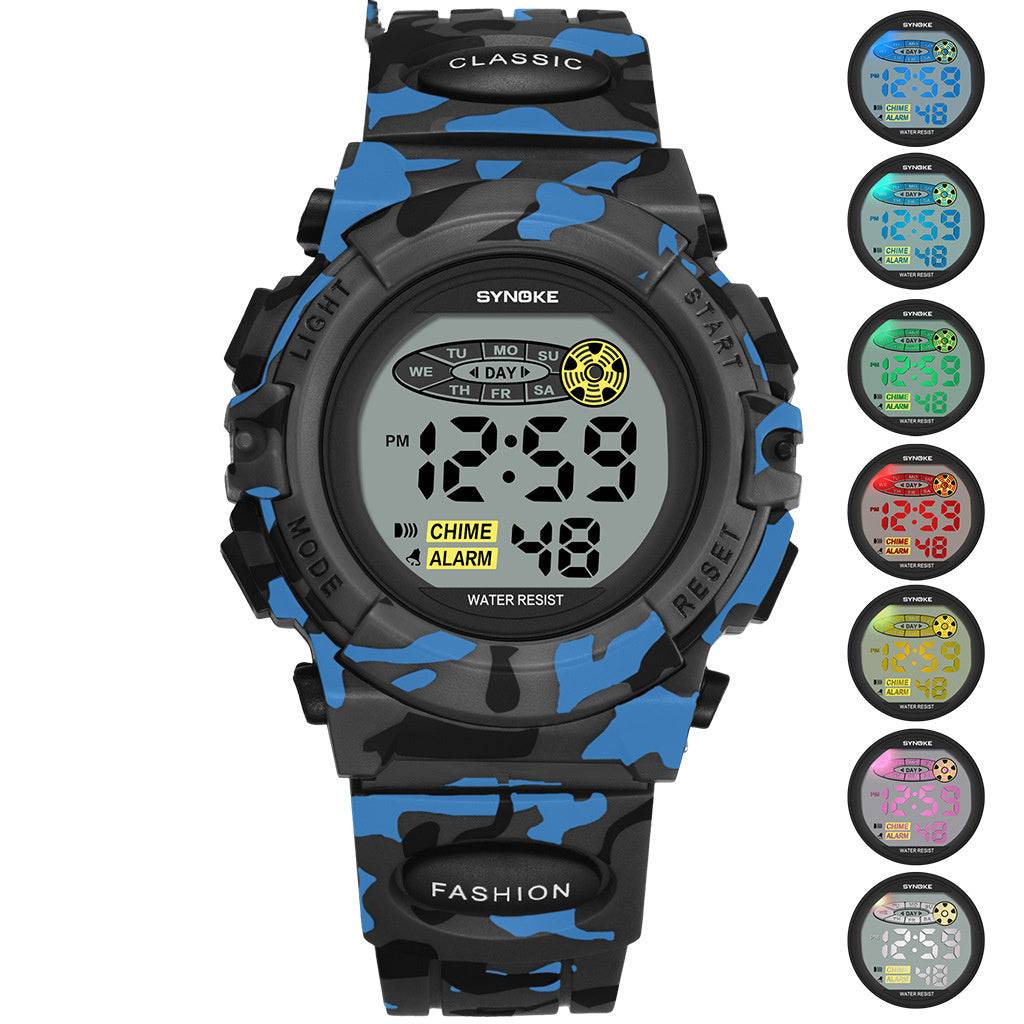 Colorful Luminous Children's Student Electronic Watch - Light Blue